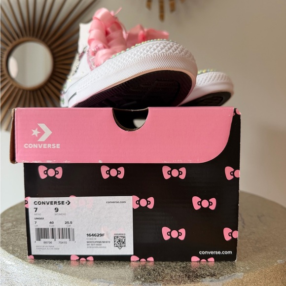 Converse - Hello Kitty White and Pink Bedazzled High-Top Sneakers - Picture 15 of 16